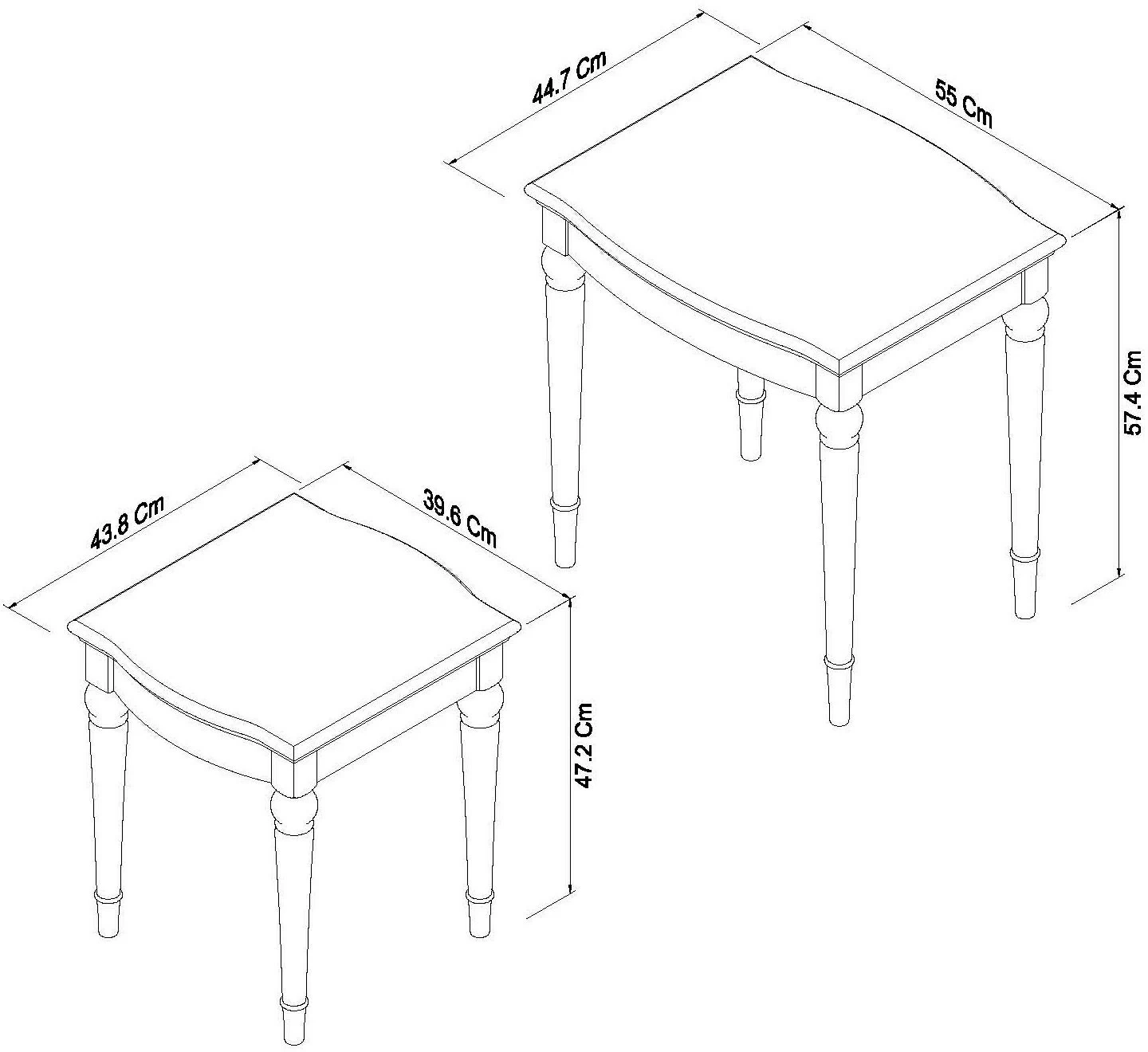 Montreux - Grey Washed Oak & Soft Grey - Nest Of 2 Lamp Tables - Turned Legs