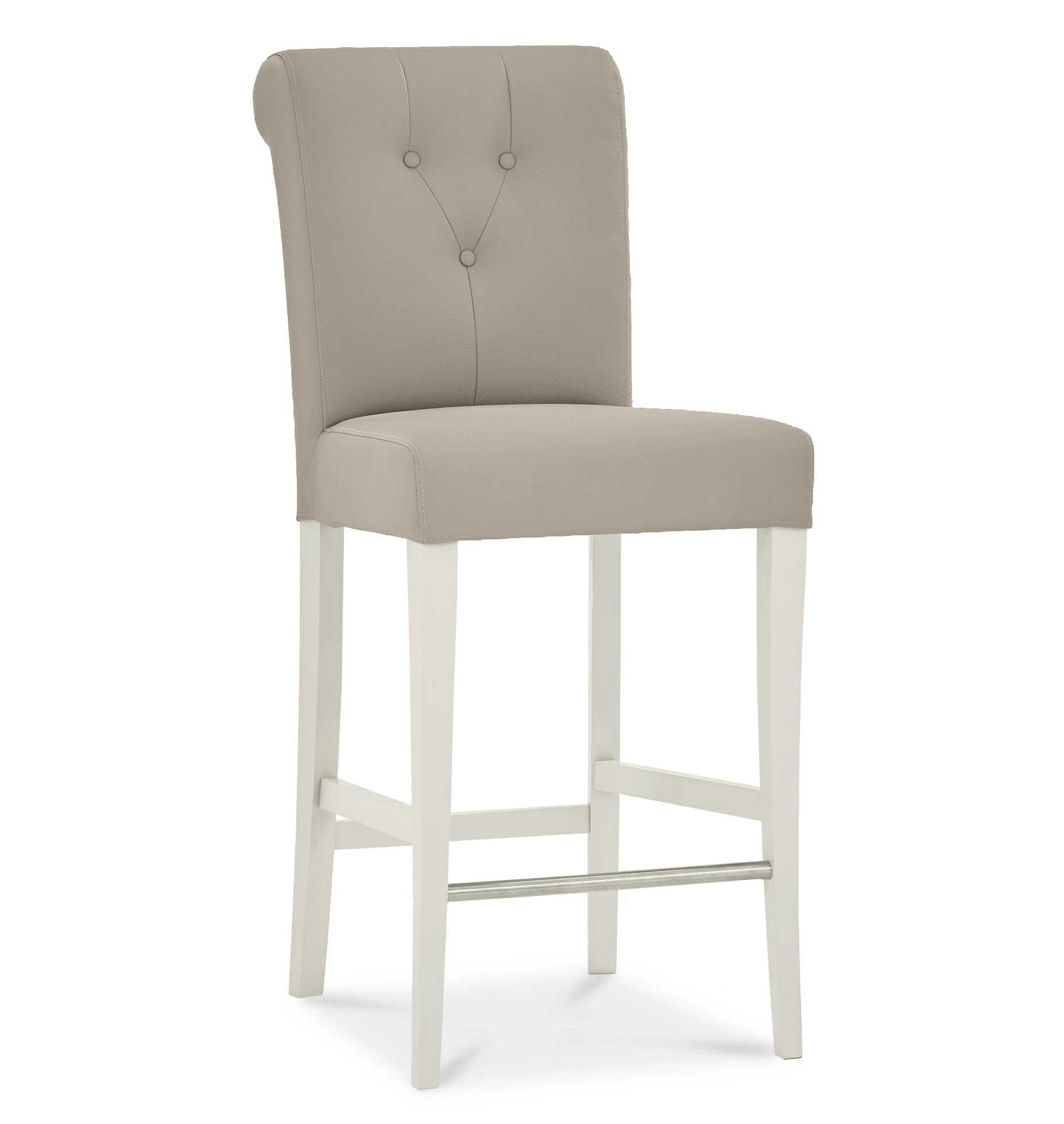 Montreux Soft Grey - Roll Back Upholstered Bar Stool - Grey Bonded Leather  (Pair)