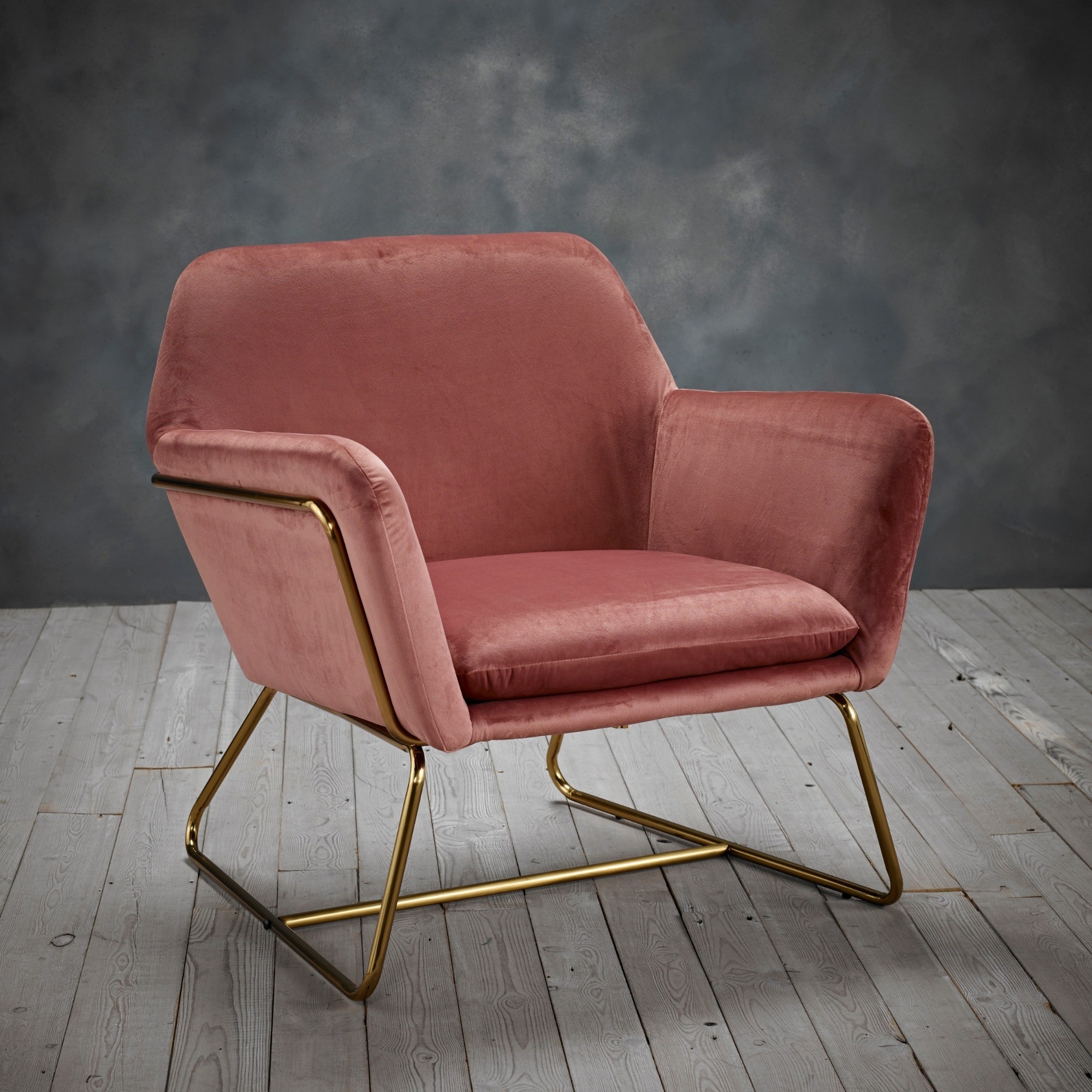 Pink accent chair with gold online legs