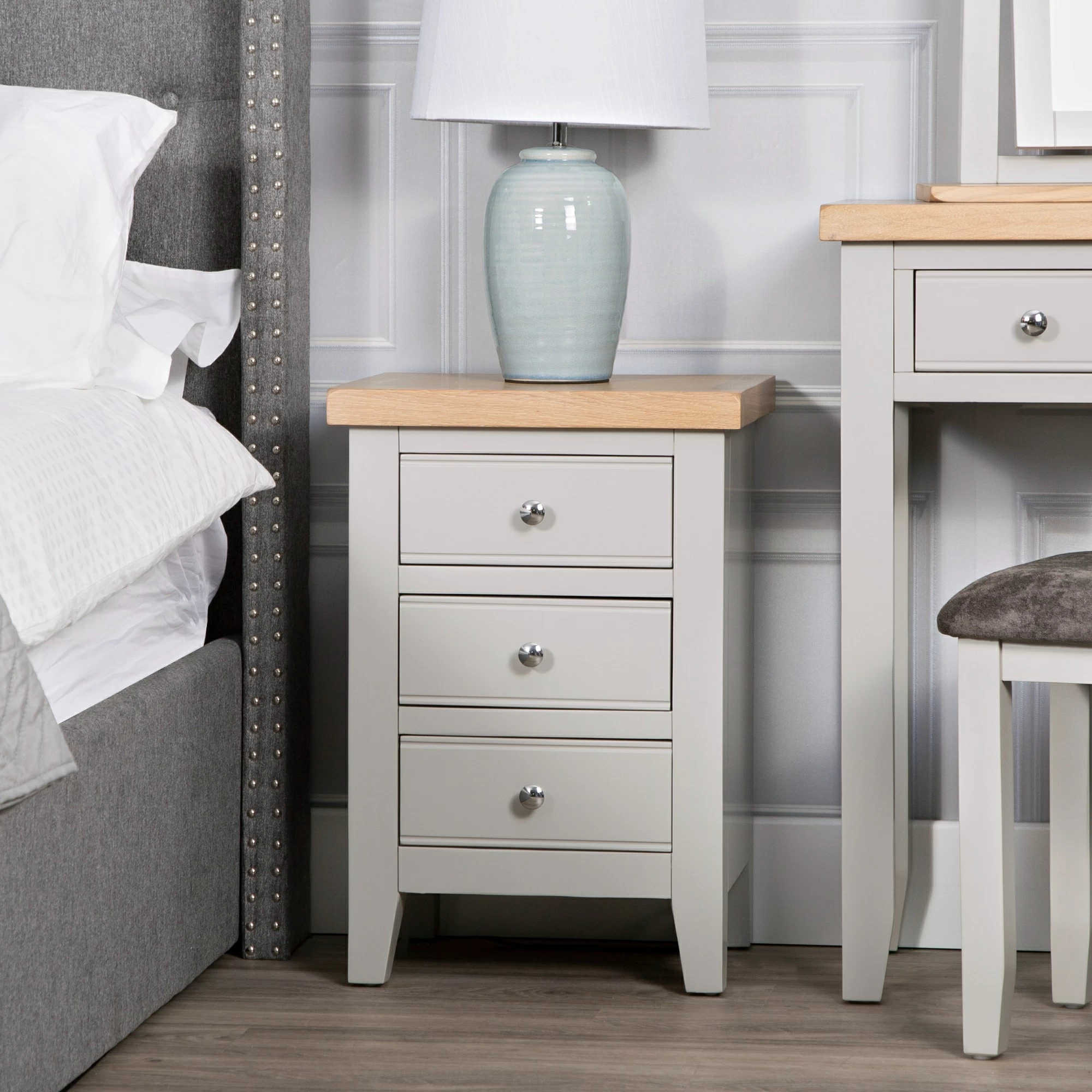 Grey oak bedside deals cabinet