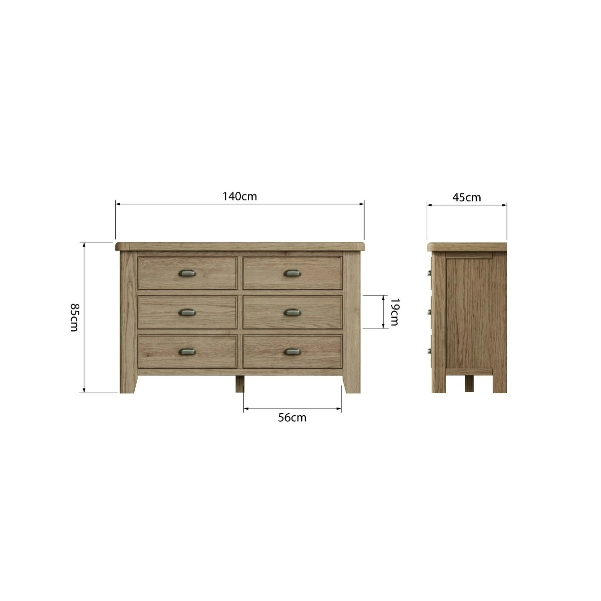 Smoked oak store chest of drawers