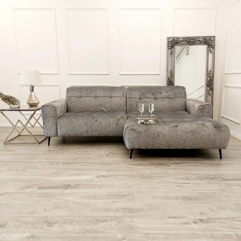 Oslo - Open Plan - Velvet Fabric Upholstered - Steel Grey