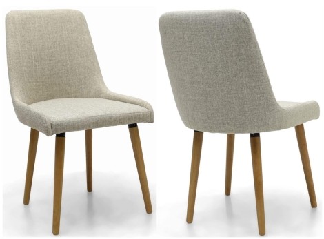 Capri - 2x Natural Linen Fabric Dining Chairs