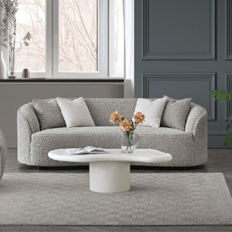 Aluxo Nolita - Latte Boucle Fabric - 3 Seater - Teddy Sofa