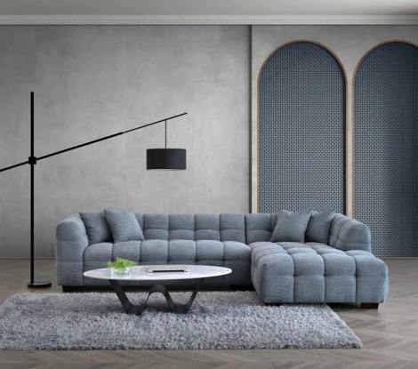 Aluxo Tribeca - Iron Boucle Fabric - Corner Sofa