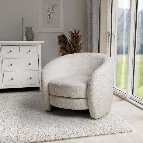 Petra - White Boucle Fabric Tub Chair