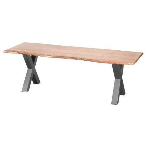 Live Edge - Rectangular - Large - Eight Seater Dining Table - Grey Metal Cross Leg