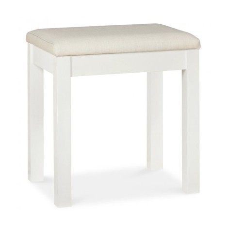 Atlanta - White Painted Dressing Table Stool with Sand Fabric Padded Seat