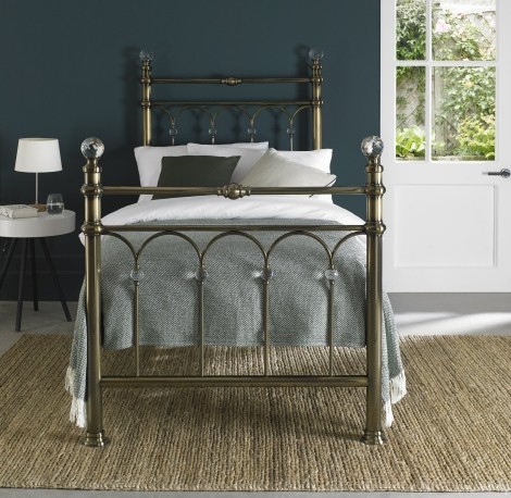 Krystal - Antique Brass- 90cm 3' Single - Metal Bedstead