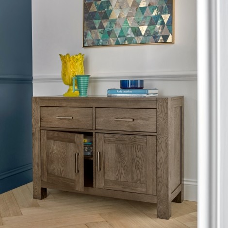 Turin - Dark Oak - Narrow Sideboard - 2 Door 2 Drawer - Oiled Finish 