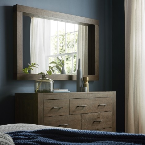 Turin - Dark Oak - Landscape Wall Mirror - Oiled Finish 