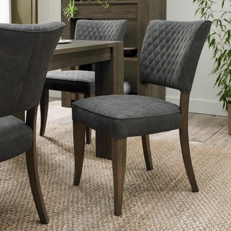 Logan - Fumed Oak - Upholstered Chair - Dark Grey Fabric (Pair) - Tapered Legs