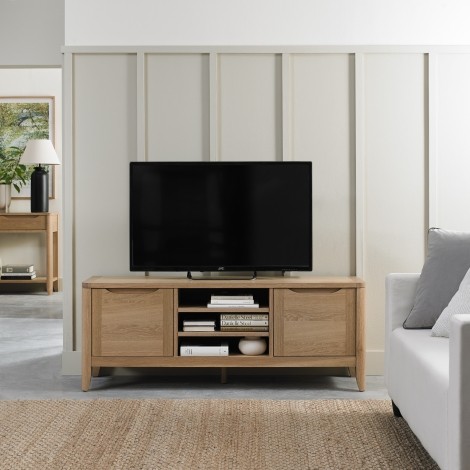 Chester Oak - Entertainment TV Unit - 2 Doors - Recessed Handles - Lacquer Finish