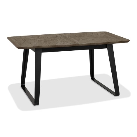 Emerson - Weathered Oak & Peppercorn - 4-6 Seater Extension Dining Table - Black Powder Coated Metal Base