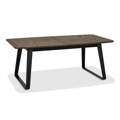 Emerson - Weathered Oak & Peppercorn - 6-8 Seater Extension Dining Table - Black Powder Coated Metal Base