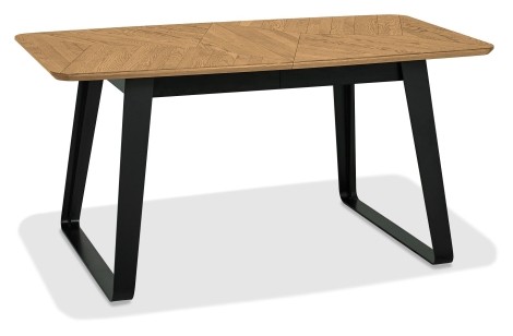 Emerson - Rustic Oak & Peppercorn - 4-6 Seater Extension Dining Table - Powder Coated Metal Base