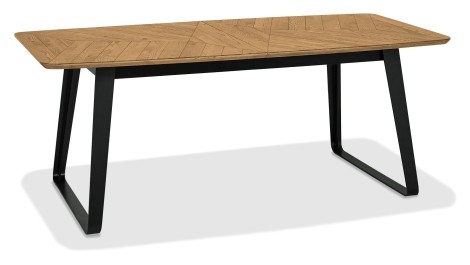 Emerson - Rustic Oak & Peppercorn - 6 to 8 Seater Extension Dining Table - Powder Coated Metal Base