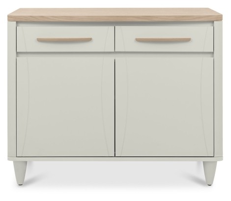 Larsen - Scandi Oak Top Narrow Small Sideboard - Soft Grey Painted Finish