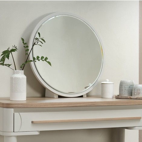 Larsen - Round Vanity Mirror - Soft Grey Painted Finish