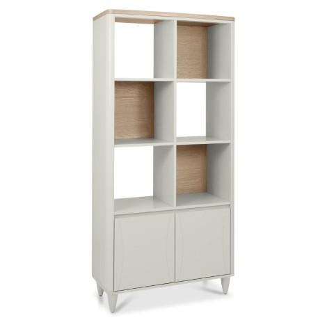 Larsen - Scandi Oak Top 2 Drawer Open Display Unit - Soft Grey Painted Finish