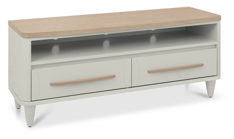 Larsen - Scandi Oak Top Entertainment Unit / TV Unit - Soft Grey Painted Finish