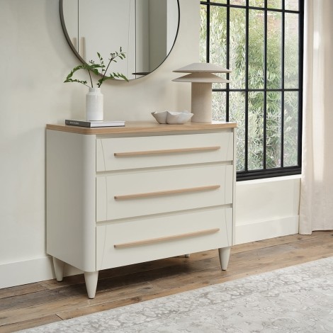 Larsen - Scandi Oak Top Chest of 3 Drawer - Soft Grey Painted Finish