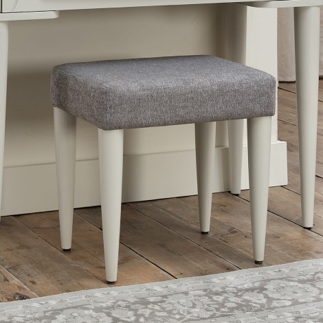 Larsen - Grey Fabric Upholstered Seat Stool - Grey Painted Finish