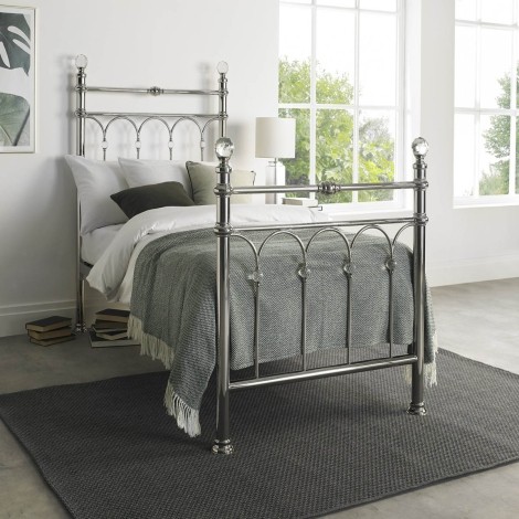 Krystal - Shiny Nickel Single / 3ft / 90cm Metal Bedstead