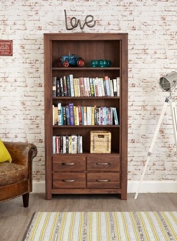 Macan Walnut Large 4 Drawer Bookcase