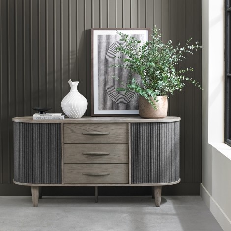 Monroe - Silver Grey - Wide Sideboard - Turned Tapering Legs 