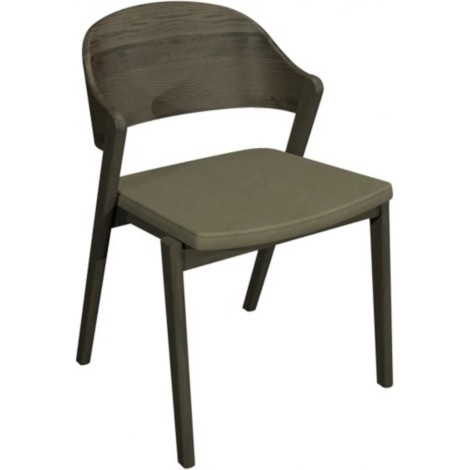 2x Vega Grey Oiled Oak Ply Back Chair - Grey Bonded Leather