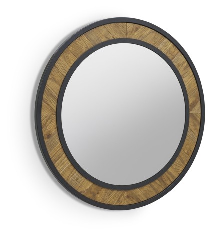 Ellipse - Oak - Rustic - Wall Mirror - Powder Coated Metal Trimmed