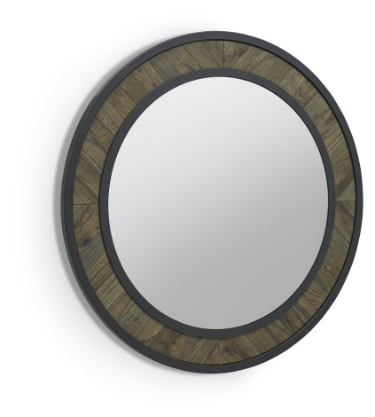 Ellipse - Fumed Oak - Rustic - Round Wall Mirror