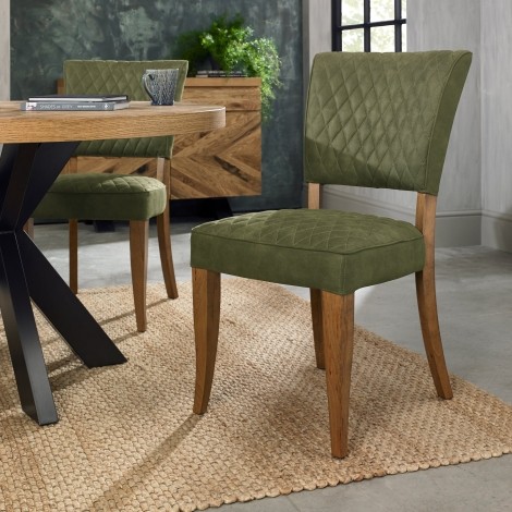 Logan - Rustic Oak - Dining Chair - Cedar Velvet Fabric Upholstered (Pair)