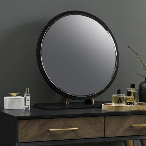 Sienna - Fumed Oak - Peppercorn - Vanity / Dressing Table Mirror - Conical Shaped Legs