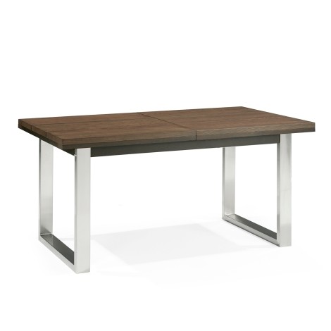 Tivoli - Dark Oak - 4-6 Rectangular Dining Table - Satin Nickel Metal Frame