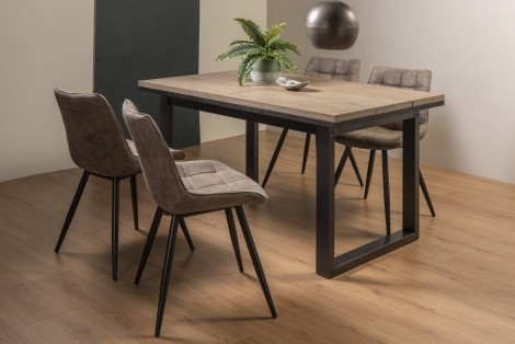 Tivoli - Weathered Oak - 4 to 6 Rectangular Extending Dining Table & 4 Seurat Tan Faux Suede Fabric Chairs