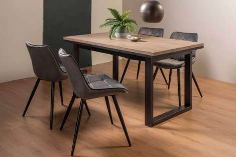 Tivoli - Weathered Oak - 4 to 6 Rectangular Extending Dining Table & 4 Seurat Grey Velvet Chairs