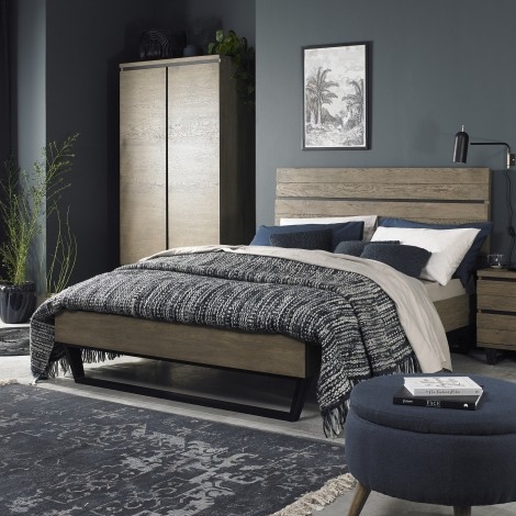 Tivoli - Weathered Oak - Low End Footend Double 135cm 4'6" Bedstead - Peppercorn Legs