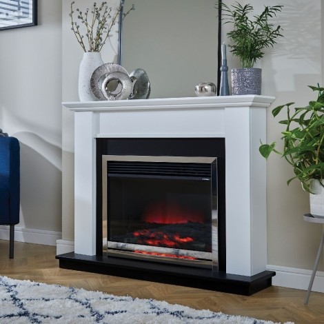 Antigua - 44" White Electric Fireplace Suite - 2kW