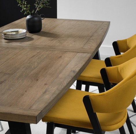 Camden - Weathered Oak & Peppercorn - 4 to 6 Seater Dining Table - A Frame Legs