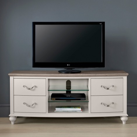 Montreux - Grey Washed Oak & Soft Grey - Entertainment Unit - Turned Legs