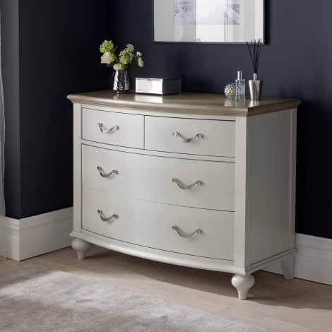 Montreux Grey Washed Oak & Soft Grey - 2+2 Drawer Chest - Turned Legs