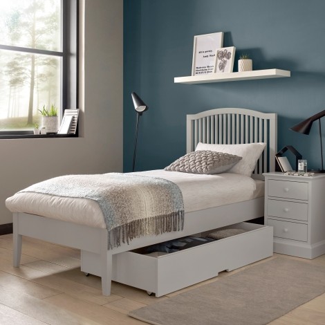 Ashby - Soft Grey - 90cm 3' Single Slatted Bedstead - Painted Finish