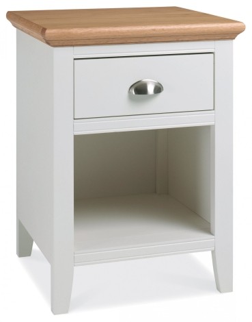 Hampstead Two Tone - 1 Drawer Nightstand / Bedside Cabinet / Lamp Table - Natural Oak Top - Ivory Painted Wooden Base