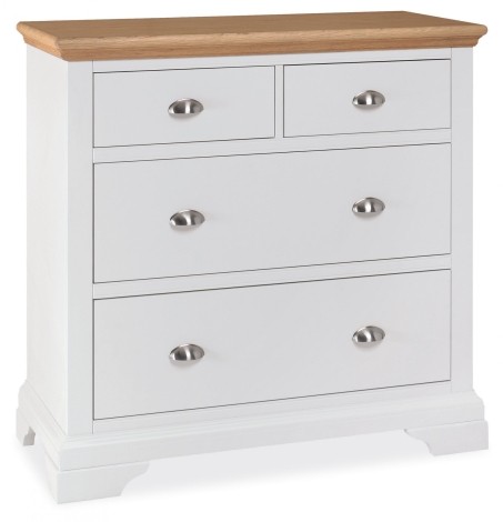 Hampstead Two Tone - 2+2 Drawer Chest - Natural Oak Top - Ivory Painted Wooden Base