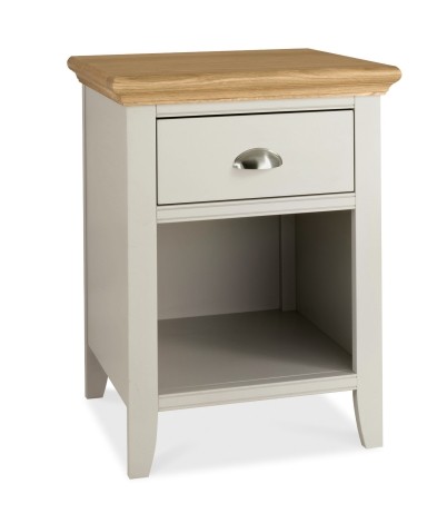 Hampstead Two Tone - 1 Drawer Nightstand / Bedside Cabinet / Lamp Table - Pale Oak Top - Soft Grey Painted Wooden Base 