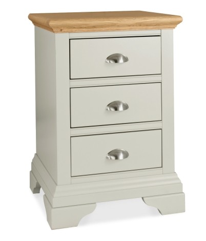 Hampstead Two Tone - 3 Drawer Nightstand / Bedside Cabinet / Lamp Table - Pale Oak Top - Soft Grey Painted Wooden Base 