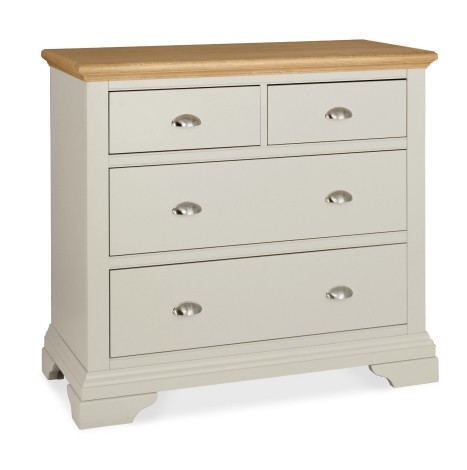 Hampstead Two Tone - 2+2 Drawer Chest - Pale Oak Top - Soft Grey Painted Wooden Base 