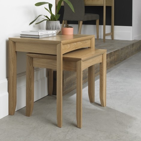 Bergen - Oak - Nest Of Lamp Tables - Curved Tapering Legs